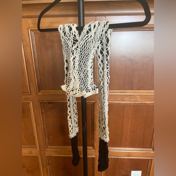 Yohji Yamamoto Torchon Lace Double Layered Leggings Cream White and Black OS - Picture 2 of 11